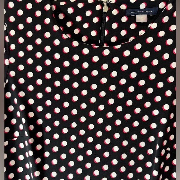 Tommy Hilfiger Women Polka Dot Bell Sleeve Sheath Midi Dress Black White Size 2 - Picture 5 of 11